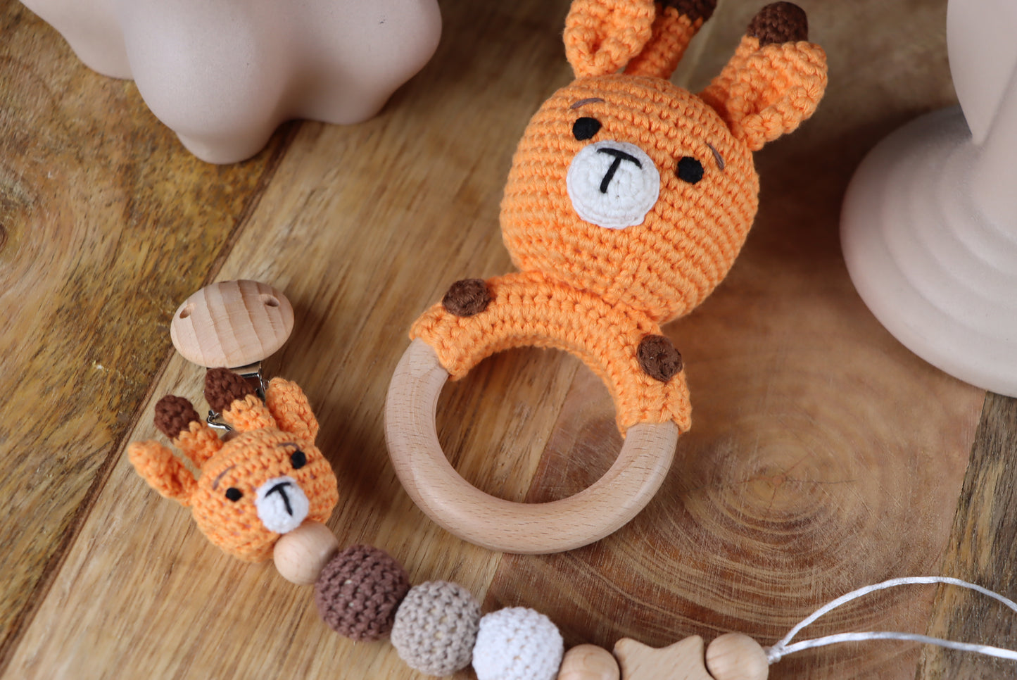 Gehäkelte Giraffe-Geschenkset