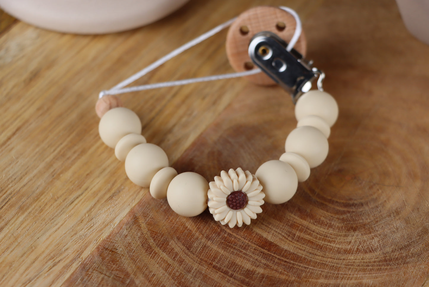 Schnullerkette Beige -Silikon