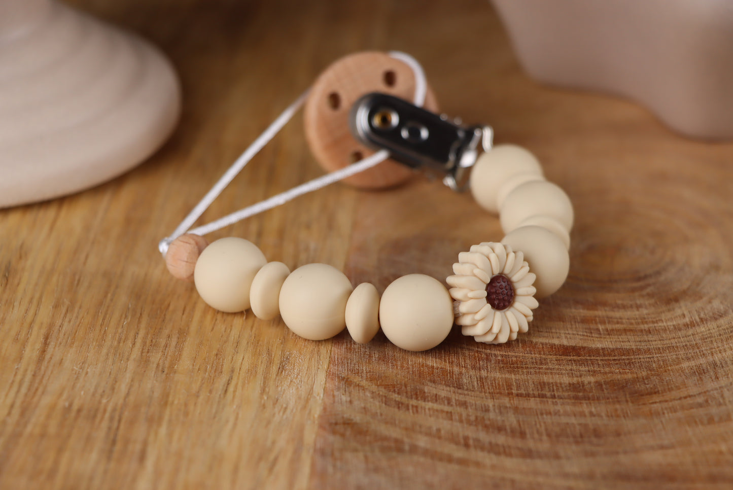 Schnullerkette Beige -Silikon