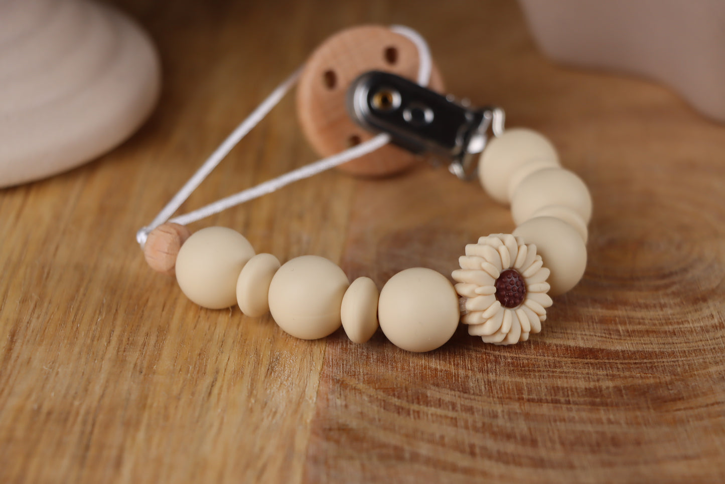 Schnullerkette Beige -Silikon