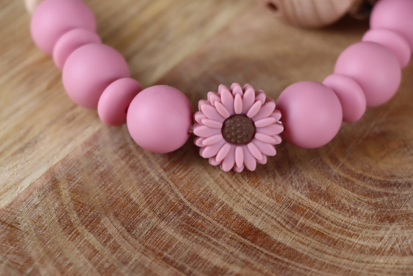 Schnullerkette Dunkelrosa -Silikon