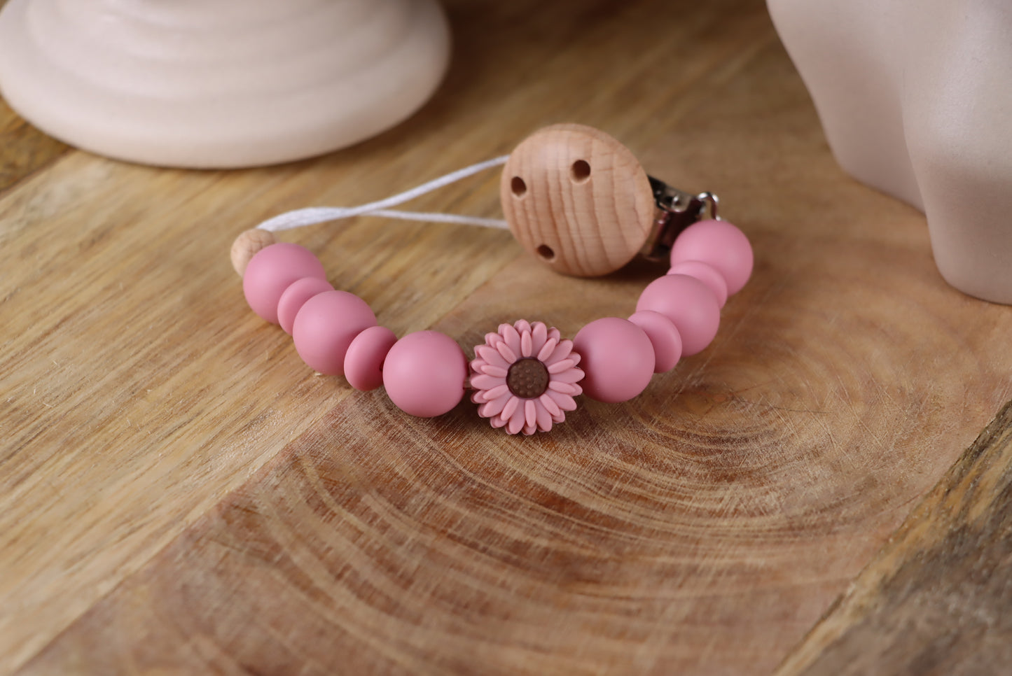 Schnullerkette Dunkelrosa -Silikon