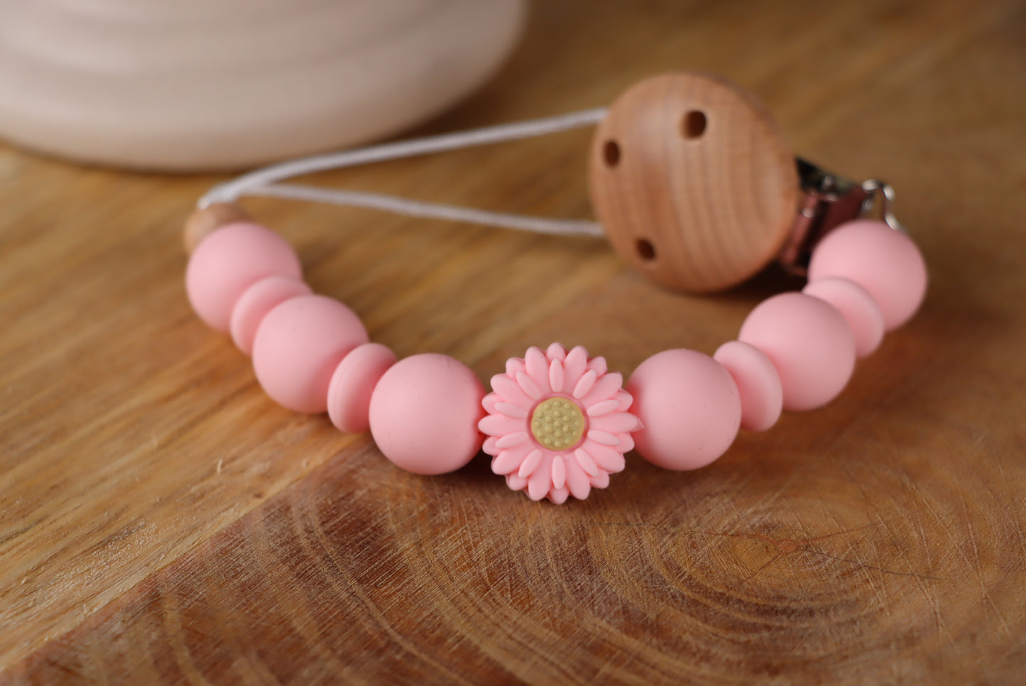 Schnullerkette Rosa -Silikon