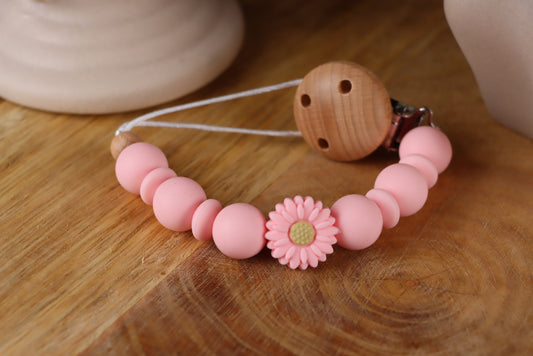 Schnullerkette Rosa -Silikon