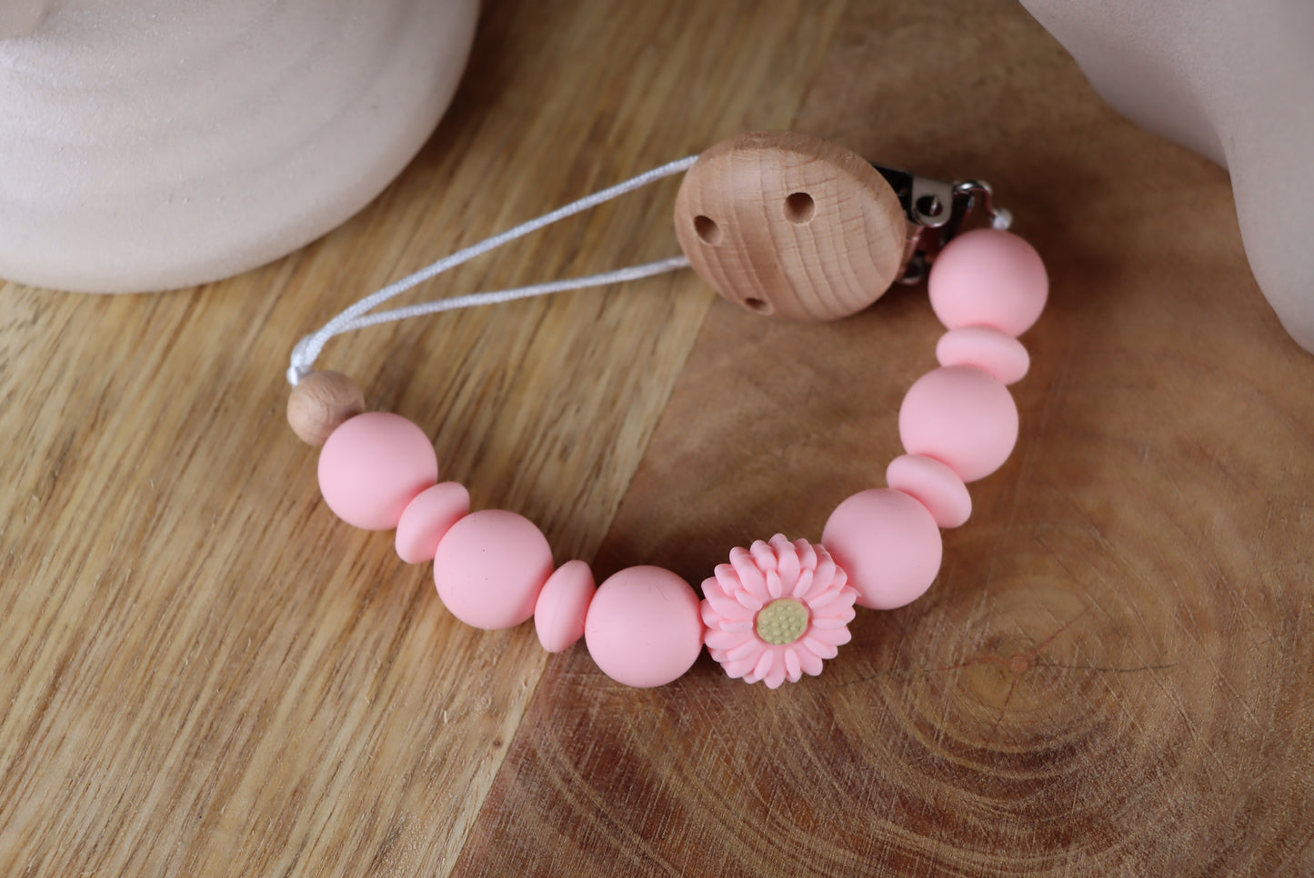 Schnullerkette Rosa -Silikon