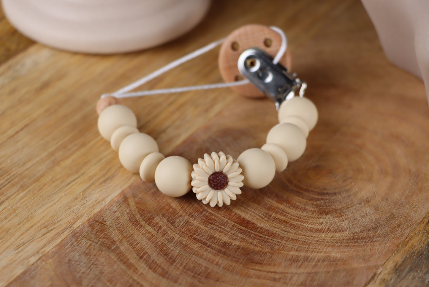 Schnullerkette Beige -Silikon