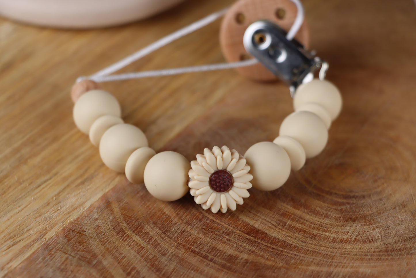Schnullerkette Beige -Silikon