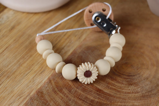 Schnullerkette Beige -Silikon
