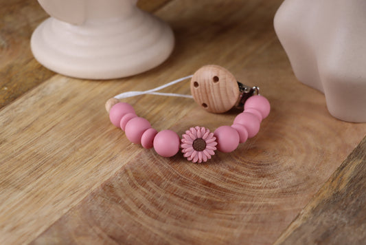 Schnullerkette Dunkelrosa -Silikon