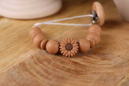 Schnullerkette in Braun - Silikon