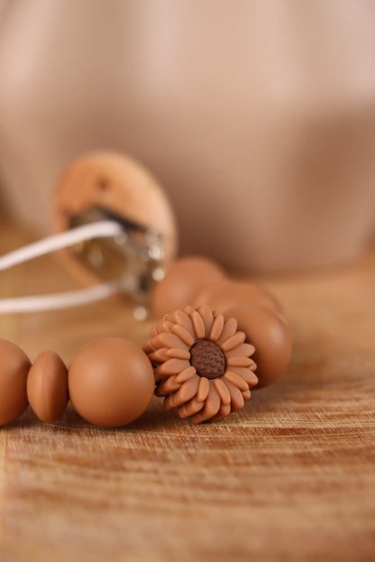 Schnullerkette in Braun - Silikon
