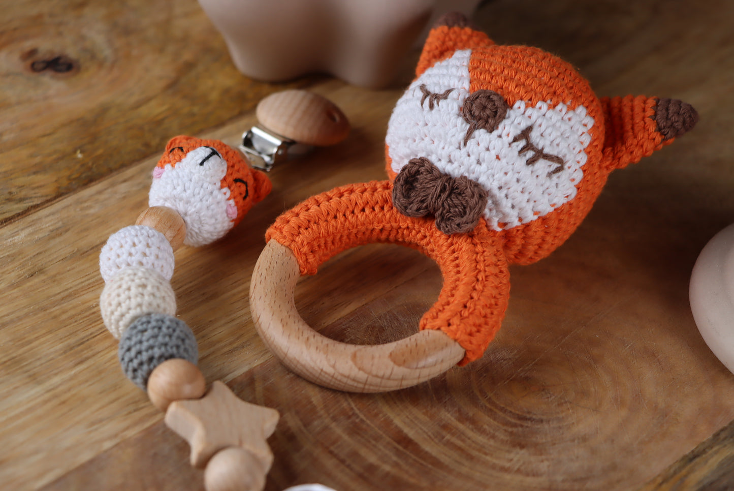 Gehäkelte Fuchs-Geschenkset