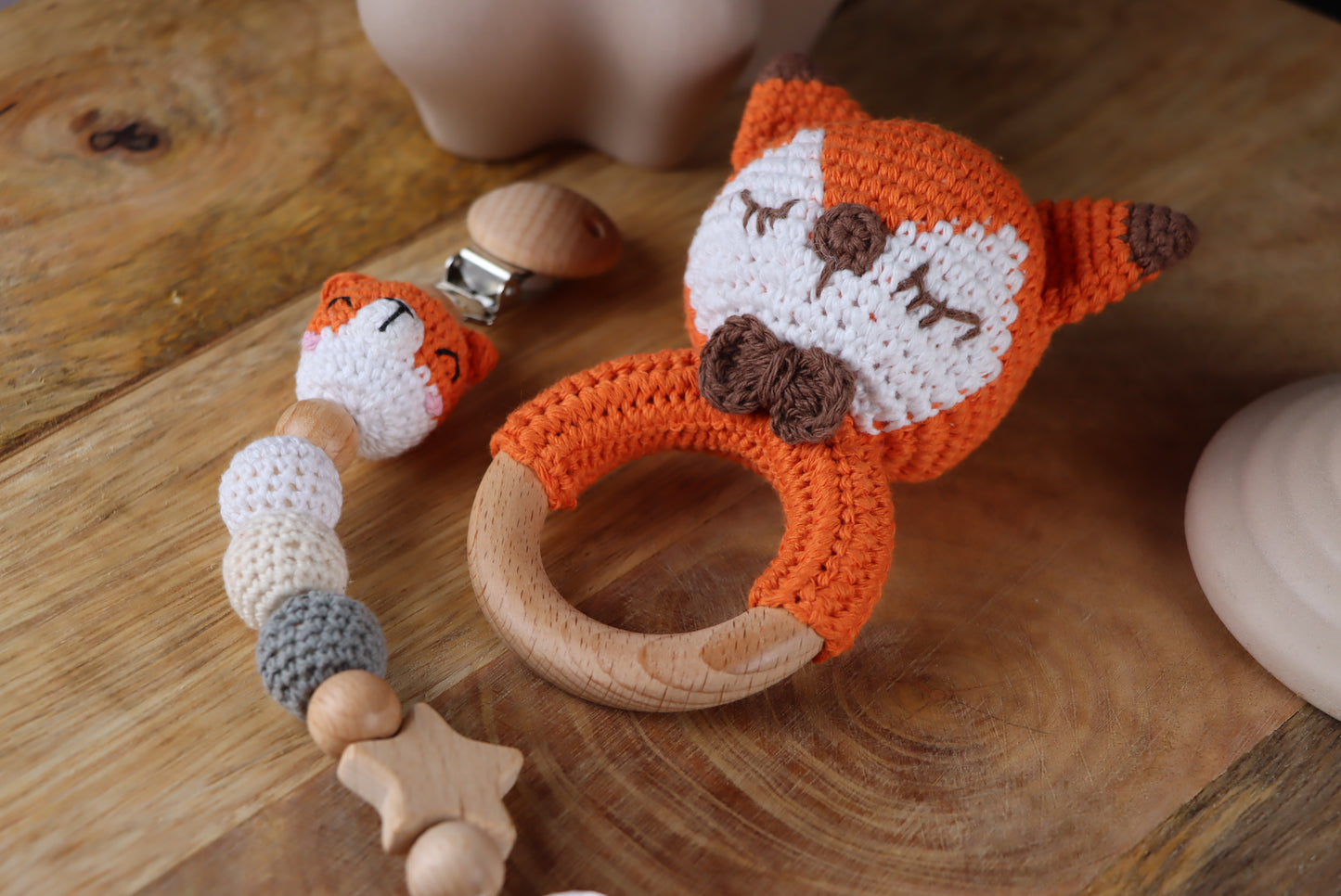 Gehäkelte Fuchs-Geschenkset